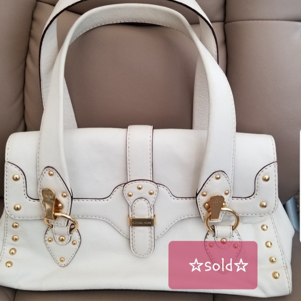 Michael Kors Leather Gold Studs Satchel